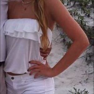 Cropped white tube top